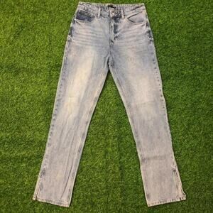 Fashion Nova Light Blue Split Hem Denim Jeans